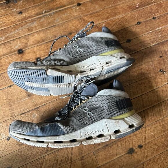 ON cloud athletic trainers 9 gray workout tennis shoes